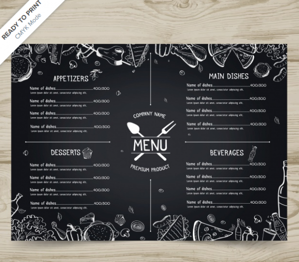 Thiết kế menu coffee nhà hàng trà sữa MENU001