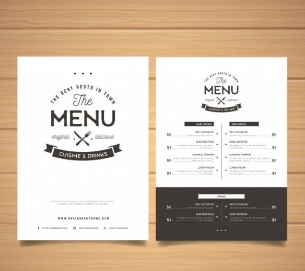 Thiết kế menu coffee nhà hàng trà sữa MENU001